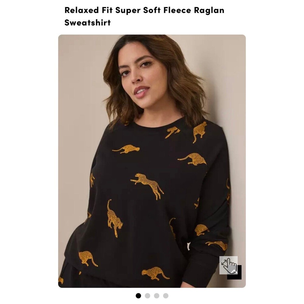 Torrid size 5 black tiger cheetah cat relaxed fit sweatshirt